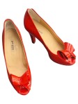 Vorschaubild 2 von Damen Pumps Schleife Lack Rot Peeptoe High Heel Gr. 36 Elegant