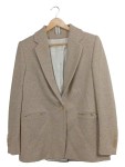 Vorschaubild 1 von Blazer Damen Gr. 44/XXL Beige Viskose Strukturmuster Business Langarm