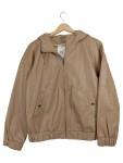 Vorschaubild 1 von Bomberjacke Damen L Beige Kapuze Reißverschluss Rippstrick Freizeit