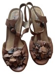 Vorschaubild 3 von Plateausandalen Damen Gr. 38 Braun Leder Elegant Blumen