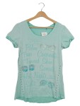 Vorschaubild 1 von Damen T-Shirt Türkis Gr. 36/S Casual Sommer Print Nieten