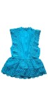 Vorschaubild 2 von Festliches Kleid Damen Gr. 36/S Türkis Polyester Lochmuster