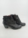 Vorschaubild 2 von Stiefeletten Damen Gr. 39 Schwarz Leder Schnürung Reißverschluss 4 cm
