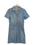 Vorschaubild 1 von Jeanskleid Damen Blau Gr. 38/M Baumwolle Uni Casual Alltag Knopfleiste