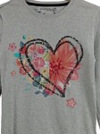 Vorschaubild 2 von Langarmshirt Kinder Gr. 158 Grau Baumwolle Florales Muster Casual Herz