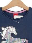 Vorschaubild 3 von Kinder Mädchen Langarmshirt Pailletten-Pferd Gr. 104-110 Blau Casual