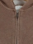 Vorschaubild 4 von Kinder Strickjacke Gr. 86 Braun Baumwolle mit Kapuze Reißverschluss