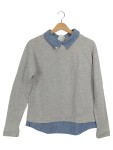Vorschaubild 1 von Damen Pullover mit Hemdkragen Gr. 38/M Grau Layered Look