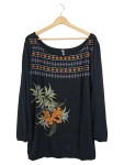 Vorschaubild 1 von Langarmshirt Damen Gr. 40/L Schwarz Viskose Florales Muster Bohemian