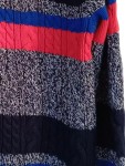 Vorschaubild 4 von Kinder Pullover Baumwolle Blau Gestreift Zopfstrick Gr. 152