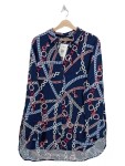 Vorschaubild 1 von TAIFUN Damen Bluse 44;XXL Blau Kettenmuster Modern Viskose Langarm