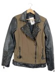Vorschaubild 1 von Rock Rebel Damen Biker Jacke Lederimitat Nieten Oliv Gr. 38