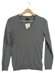 Vorschaubild 1 von Damen Pullover V-Ausschnitt Grau Gr. 34/XS Casual Baumwolle