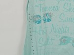 Vorschaubild 3 von Damen T-Shirt Türkis Gr. 36/S Casual Sommer Print Nieten