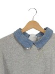 Vorschaubild 2 von Damen Pullover mit Hemdkragen Gr. 38/M Grau Layered Look
