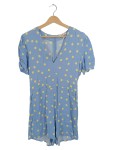 Vorschaubild 1 von Damen Jumpsuit Gr. 38/M Blau Gelb Polka Dots V-Ausschnitt