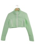 Vorschaubild 1 von Trainingsjacke Damen Gr. 38 Grün Cropped Sport Jacke Mesh Reißverschluss
