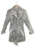 Vorschaubild 1 von Pelzjacke Damen Grau Gr. 36/S Viskose Tierdruck Animal-Print Langarm Casual