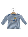 Vorschaubild 1 von Baby Langarmshirt Gr. 74 blau weiß gestreift Auto Applikation