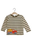 Vorschaubild 1 von Bio Langarmshirt Kinder Gr. 98 Baumwolle Gestreift Lastwagen Applikation