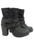 Vorschaubild 1 von Damen Stiefeletten Gr. 37 Schwarz Leder Blockabsatz Schnallen