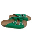 Vorschaubild 1 von Damen Pantoletten Gr. 38 Grün Wildleder Strass-Schnalle Sandalen