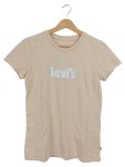 Vorschaubild 1 von Damen T-Shirt Kurzarm Beige Logo Print Freizeit Gr. 34/XS