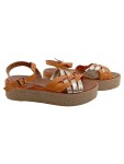 Vorschaubild 1 von Damen Sandalen Riemchensandalen Plateau Orange Gold Gr. 39 Leder