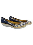 Vorschaubild 1 von Damen Ballerinas Schuhe Blau Kariert Zitronen Muster Slip-On