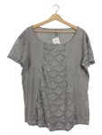 Vorschaubild 1 von Damen T-Shirt Gr. 44 Grau Spitze Baumwolle Kurzarm Feminin