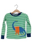 Vorschaubild 1 von Langarmshirt Jungen Gr. 98 3T Dino Motiv Gestreift Grün Baumwolle