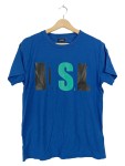Vorschaubild 1 von T-Shirt Herren Gr. 48/M Blau Baumwolle Logo-Print Casual Kurzarm Freizeit