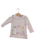 Vorschaubild 1 von Mädchen Langarmshirt Gr. 80 Rosa Katze Maus Rüschen Baumwolle Shirt
