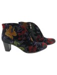 Vorschaubild 1 von Damen Stiefeletten Gr. 40 Blumenmuster Samt Blockabsatz Mehrfarbig