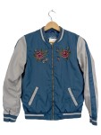 Vorschaubild 1 von Bomberjacke Kinder Gr. 152 Blau Polyester Blumenmuster Casual Freizeit
