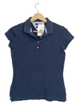 Vorschaubild 1 von Poloshirt Damen Blau Gr. 34/XS Baumwolle Uni Casual Kurzarm Knopf