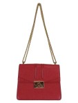 Vorschaubild 1 von Seidenfelt Damen Umhängetasche Rot Leder Optik Goldkette Elegant Clutch