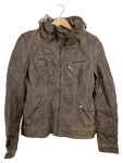 Vorschaubild 1 von Damen Kunstlederjacke Kapuze Jacke Biker Casual Braun Gr. 34