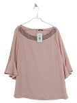 Vorschaubild 1 von Damen Bluse Gr. 44 Rosa Glockenärmel Strass Elegant Festlich