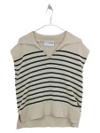 Vorschaubild 1 von Pullunder Damen Beige Gr. 38/M Baumwolle Gestreift Casual Ärmellos