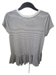 Vorschaubild 2 von Damen T-Shirt Gr. 40 L Gestreift Weiß Kurzarm Freizeit Rüschen