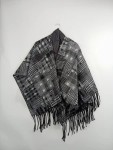 Vorschaubild 2 von Damen Cape Poncho Grau Kariert Fransen One Size