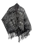 Vorschaubild 1 von Damen Cape Poncho Grau Kariert Fransen One Size
