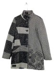 Vorschaubild 1 von Damen Kurzmantel Patchwork Gr. 38 Grau Wolle gefüttert