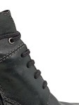 Vorschaubild 4 von Stiefeletten Damen Gr. 39 Schwarz Leder Schnürung Reißverschluss 4 cm