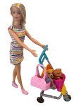 Vorschaubild 1 von Puppenwagen Kinderwagen Pink Kunststoff 29cm Zubehör