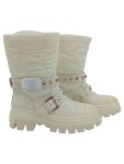 Vorschaubild 1 von Damen Stiefel Leder Nieten Schnallen Weiß Gr. 40 Winter