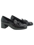 Vorschaubild 1 von Damen Loafer Lackleder Schwarz Kette Slipper Gr. 36 elegant