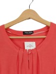 Vorschaubild 4 von Bluse Damen Gr. 46/3XL Rot Viskose Uni Casual Kurzarm Knopf Falten