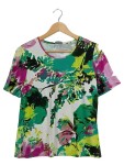 Vorschaubild 1 von LEBEK Damen T-Shirt Gr. 38/M Blumenmuster Kurzarm Viskose Strass